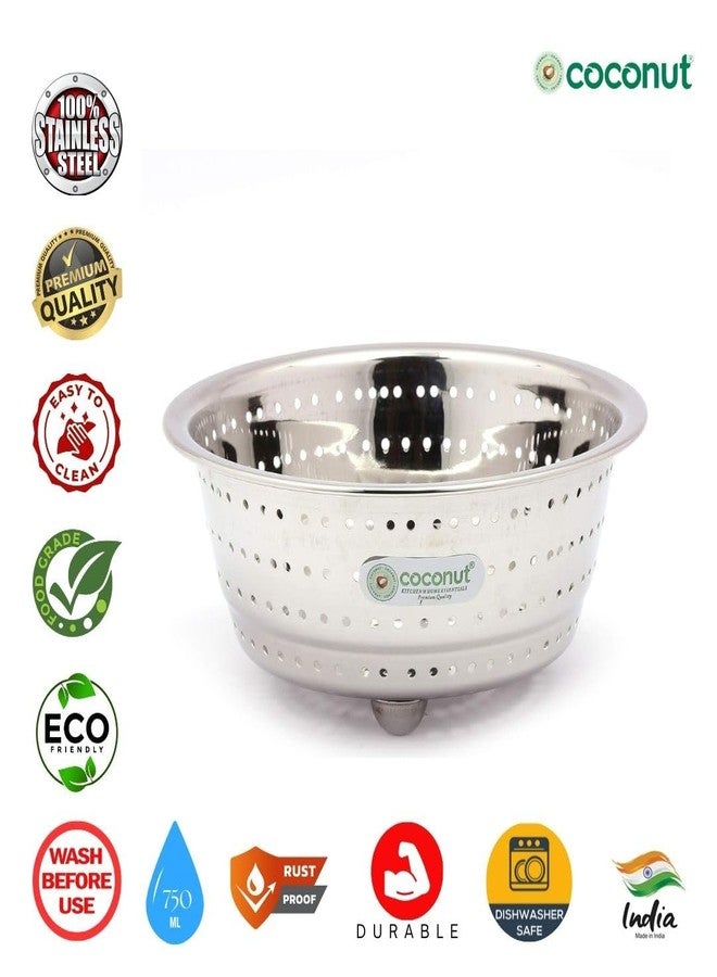 كوكونات مصفاة جوز الهند المصنوعة من الفولاذ المقاوم للصدأ للمطبخ - غسالة أرز كبيرة، وعاء لغسل الفواكه والخضراوات بمقابض - سلة غربلة متعددة الأغراض شديدة التحمل ومقاومة للصدأ - عبوة من قطعة واحدة | 25 سم - Image 2